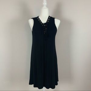 Green Envelope Black Shift Dress Size Large